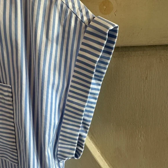 UNTUCKit Light Blue and White Striped Shirt Dress - Picture 4 of 7